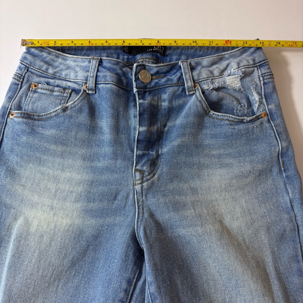 BBJ Los Angeles Straight Leg Cropped Jeans Boyfriend Mom Baggy Pants Blue 11/30 - Picture 10 of 13